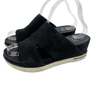 Eileen Fisher Womens Mea Graphite Black Suede Wedge Platform Casual Sandals 7.5